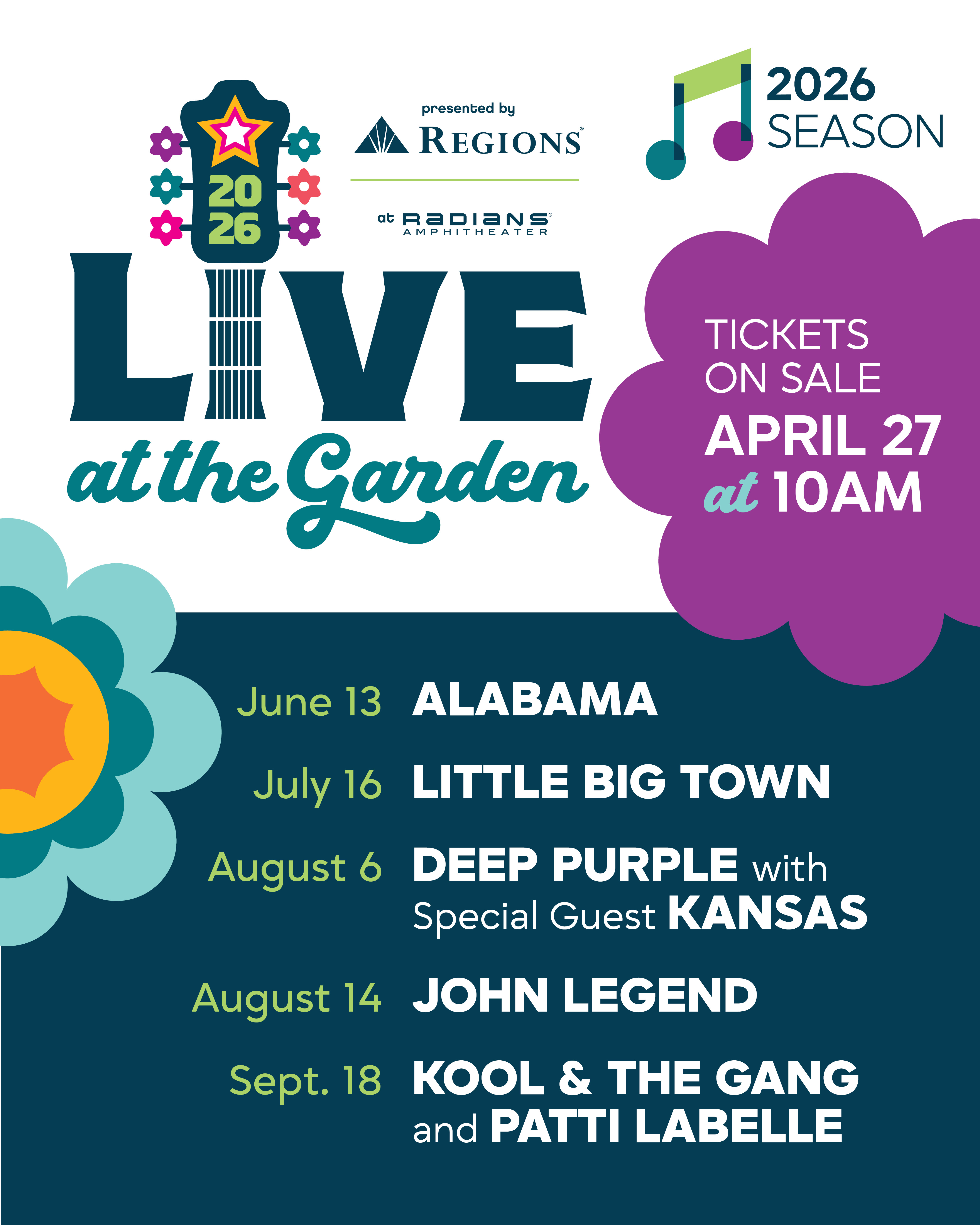 live at the garden lineup and schedule poster