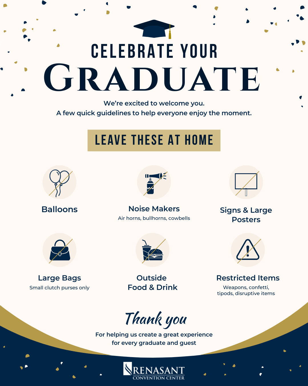 Renasant Convention Center Graduation Guidelines