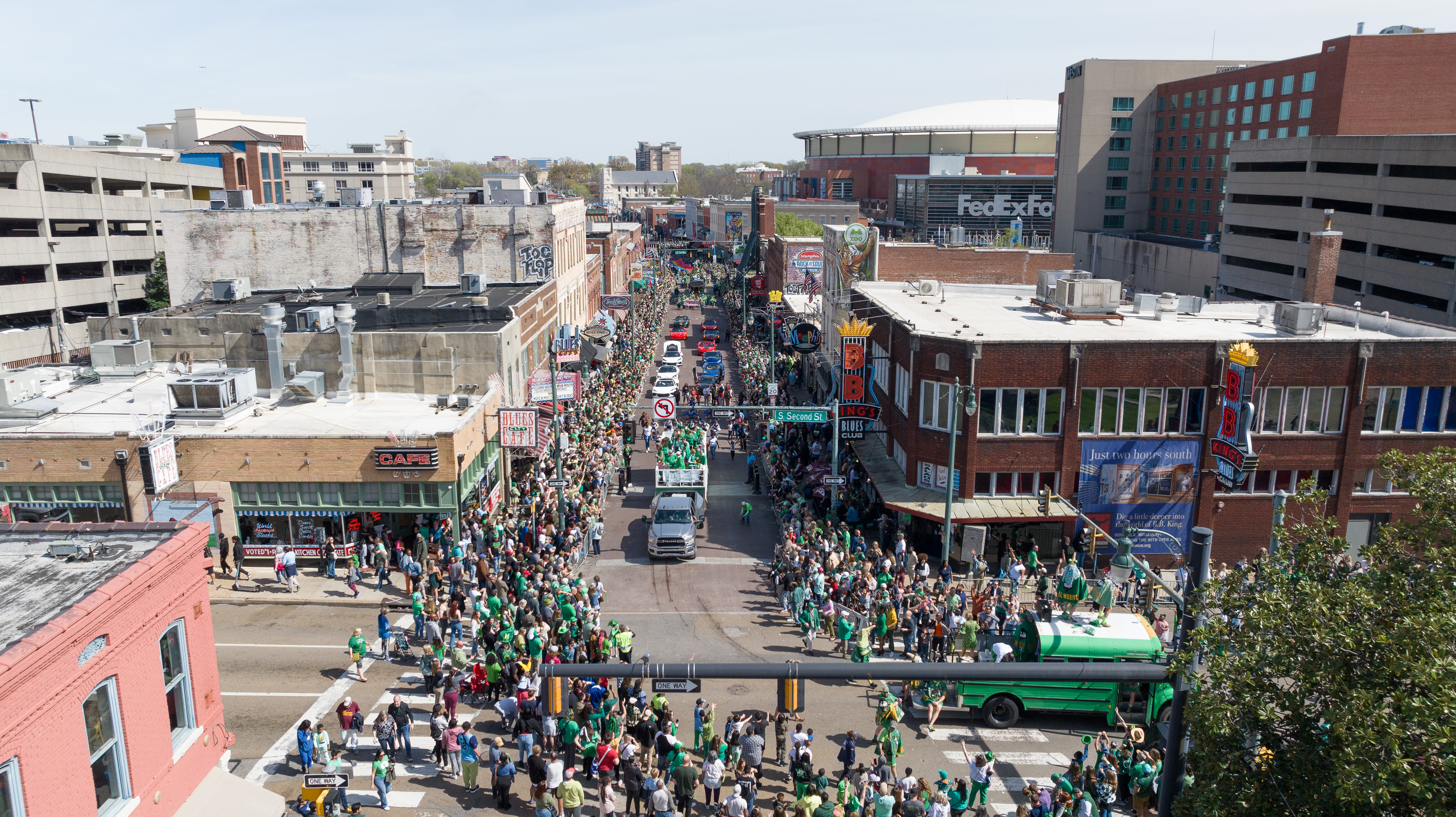 Birds Eye view of crowd at st Patrick parade