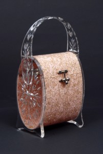 132. Florida Handbags tall pale pink w gold confetti Lucite bag by Florida Handbags at the Dixon Gallery and Gardens