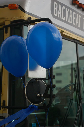Backbeat Bus bedecked with ballooons, Memphis, Tenn. Backbeat Bus bedecked with ballooons, Memphis, Tenn.