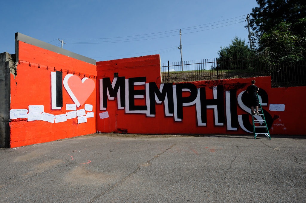 I Love Memphis mural red Cooper Young Brandon Marshall
