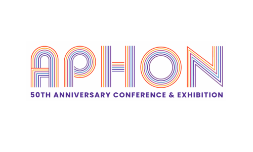 APHON 50th Anniversary Conference & Exhibition logo with multicolor anniversary branding