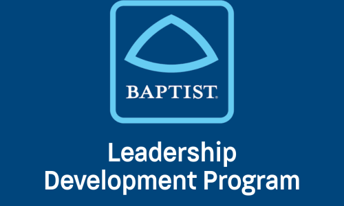 Baptist Memorial Health Care Leadership Development Program graphic featuring the Baptist logo.