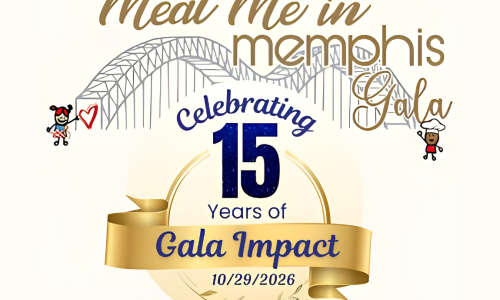 Meat Me in Memphis Gala graphic celebrating 15 years of impact, benefiting the Monogram Foods Loves Kids Foundation. Event takes place October 29, 2026.