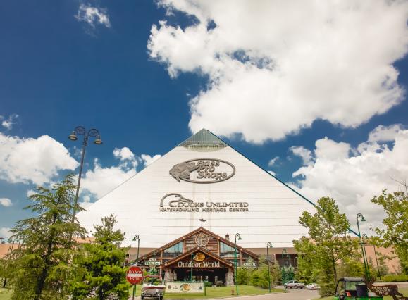 Exterior of Bass Pro Pyramid and Big Cypress Lodge 