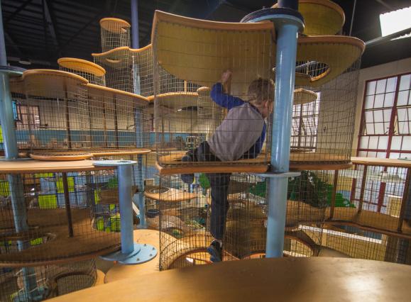 Wooden climbing "Skyscraper" for kids at CMOM