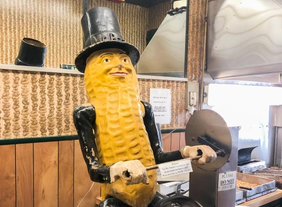 Mr. Peanut at the Peanut Shoppe on Main Street