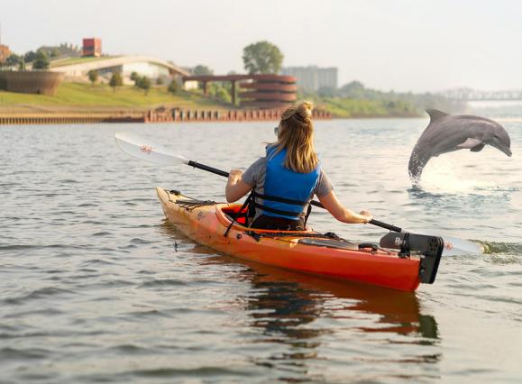 April Fools Photoshop Image Kayak Dolphin