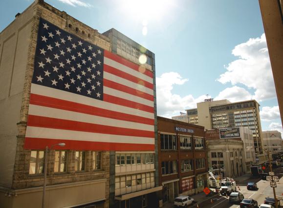 American Flag On Second Street