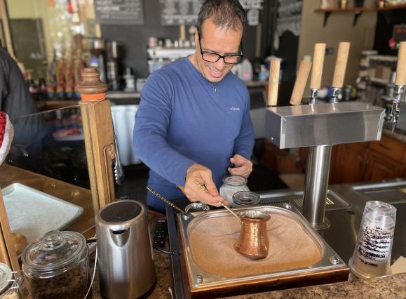 fred making turkish coffee