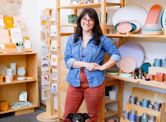 Owner Brit in her shop