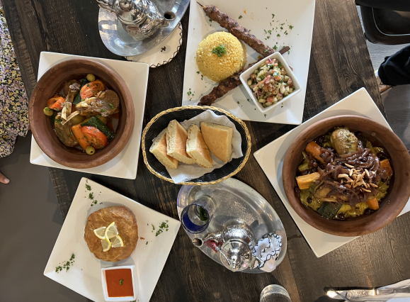 aerial shot of all the food ordered