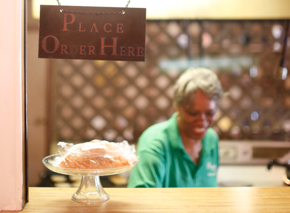 mrs. flora Payne working at Payne's bbq