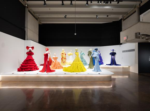 gowns on display in art exhibit