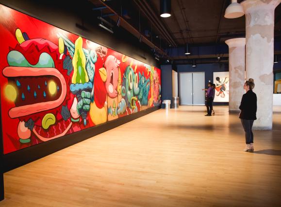 artwork mural on display in crosstown concourse