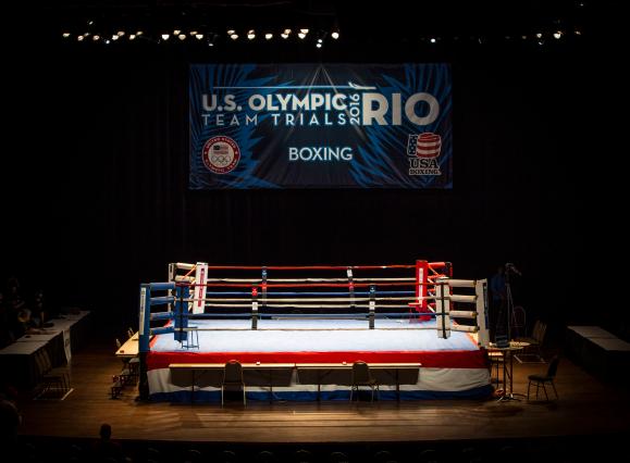 boxing ring set up for olympic trials