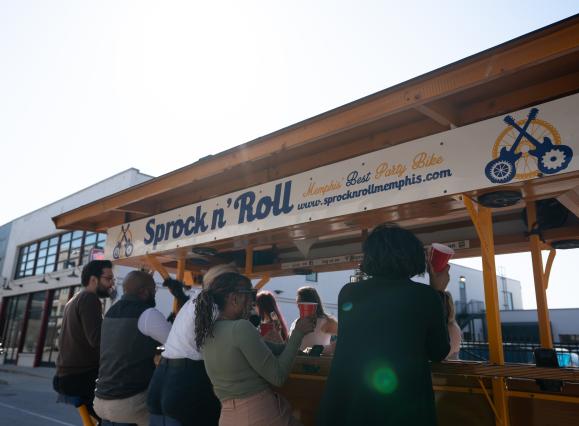 back of people riding on peddle tavern