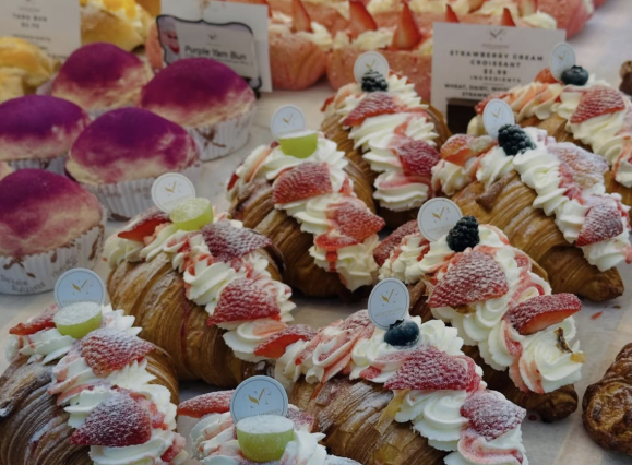 decorated pastries on display at Sweet Musings