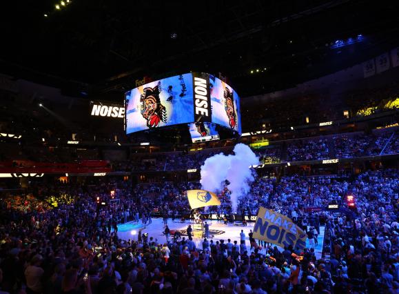 inside FedExForum arena during Grizzlies game reshow.