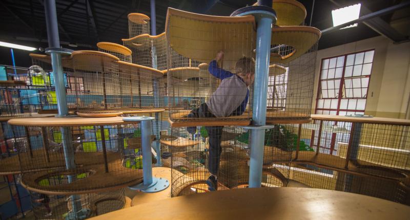 Wooden climbing "Skyscraper" for kids at CMOM