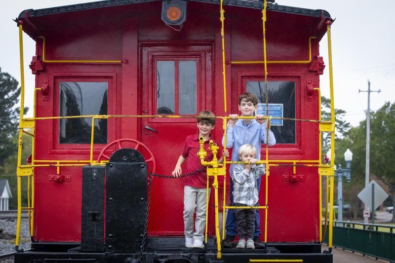 Kids on the Train in Collierville town square