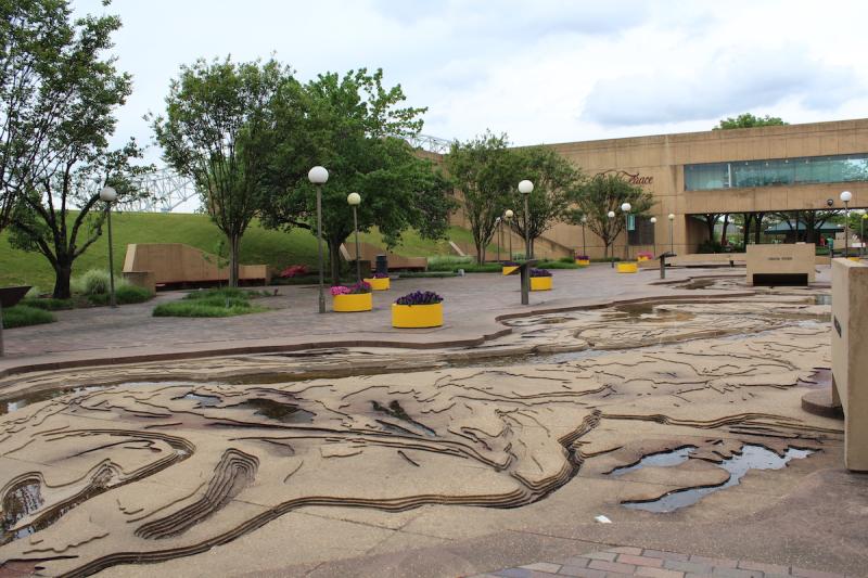 concrete to-scale model of MS River at Mud Island park