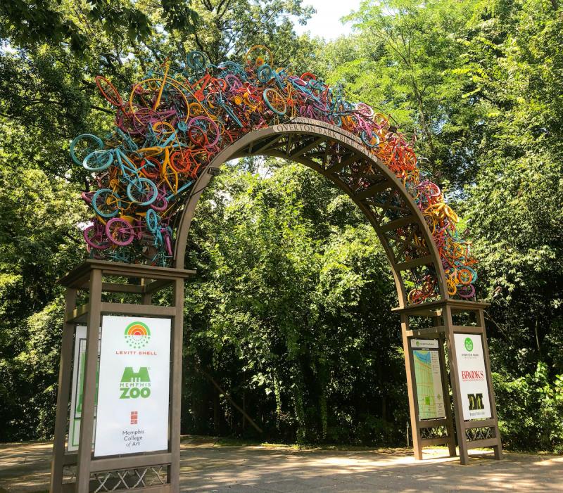 sculptural arch made of colorful bicycles | Holly Whitfield