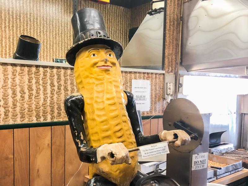Mr. Peanut at the Peanut Shoppe on Main Street