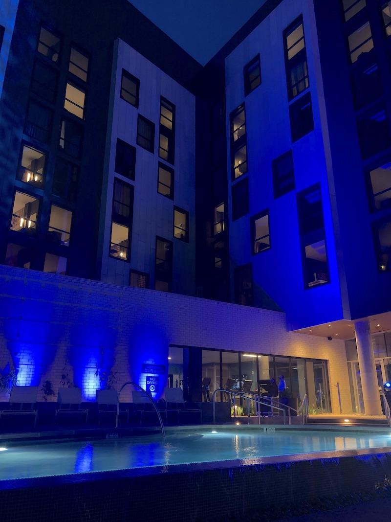 Hyatt Centric Pool Vertical Blue LIghts
