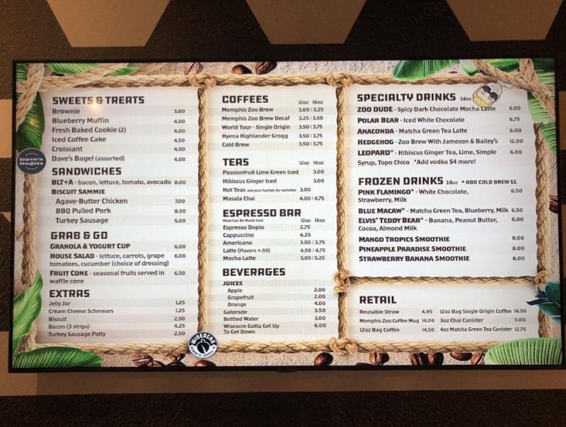 Menu of Coffee shop and cafe listing food and drinks