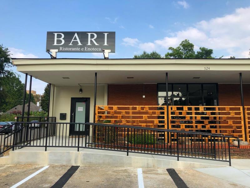 front of restaurant with sign that says Bari