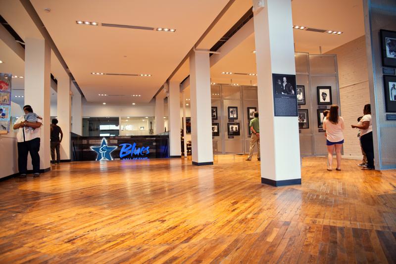 wooden floor of blues hall of fame photo gallery space