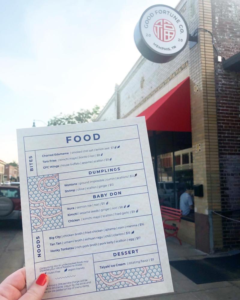 Food menu for Asian restaurant in front of the restaurant