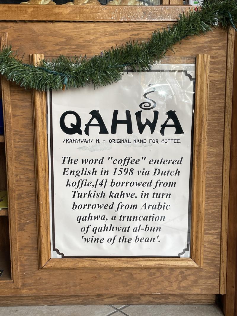 sign at coffee shop
