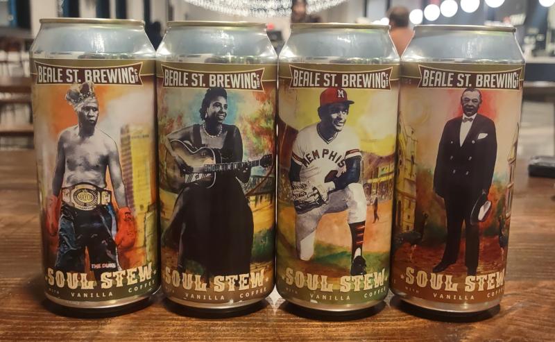 four beer cans from Beale Street Brewing