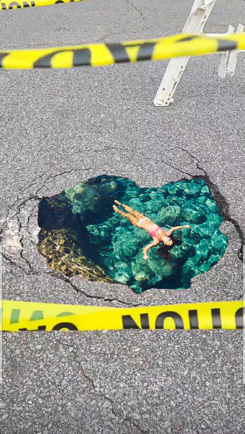 girl in sinkhole