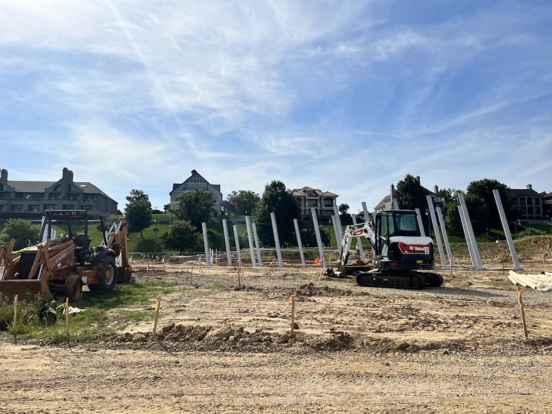 tom lee park under construction  with vertical poles and equipment