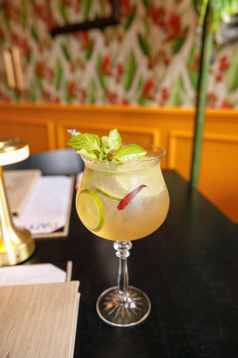 cocktail with luscious green mint leaves