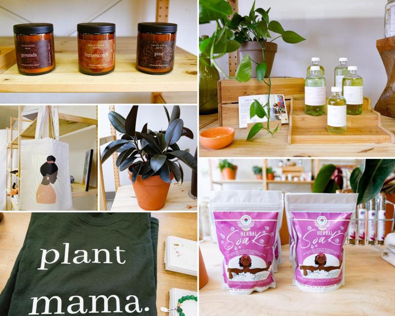 Terra Cotta Plant and Gift shop collage of plant and beauty products