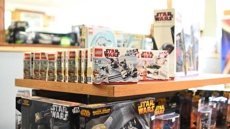 Star Wars LEGOs kits on a shelf in a store
