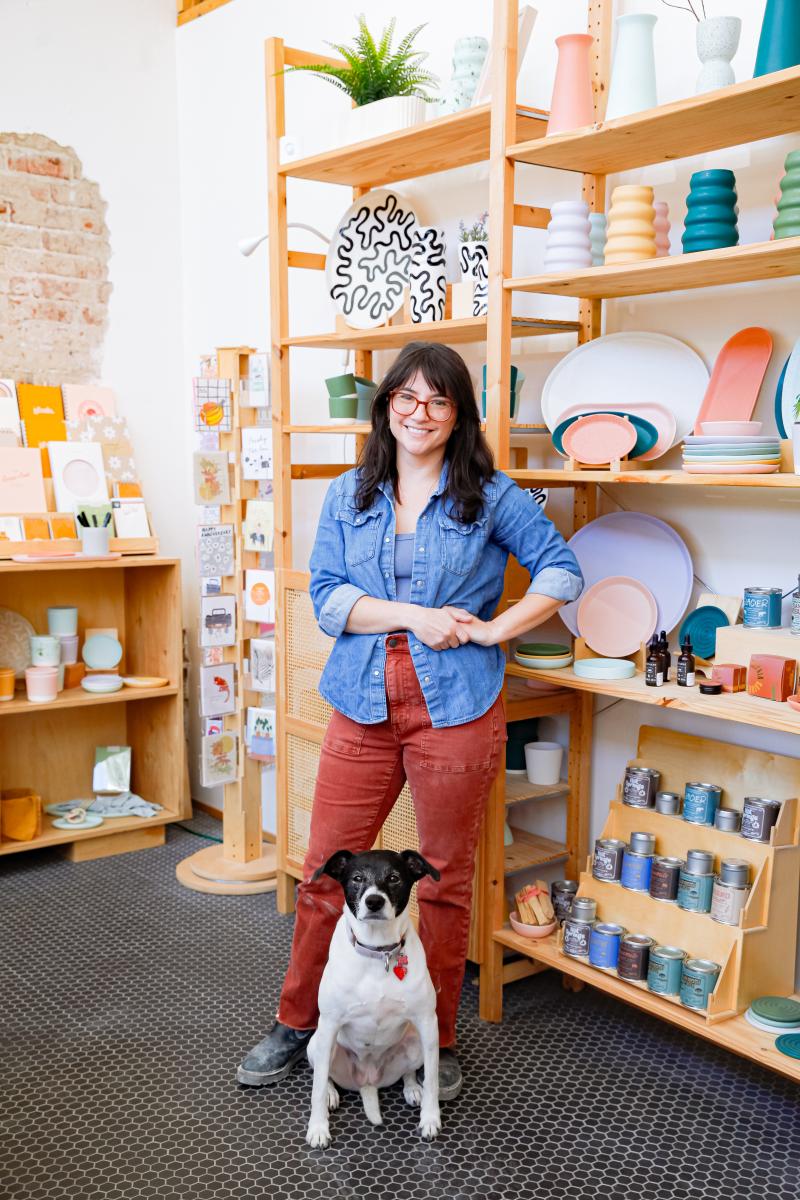 Owner Brit in her shop