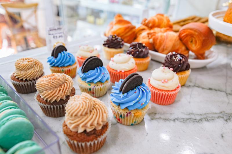 Larger photo showcasing more cupcakes and croissants from 17 Berkshire