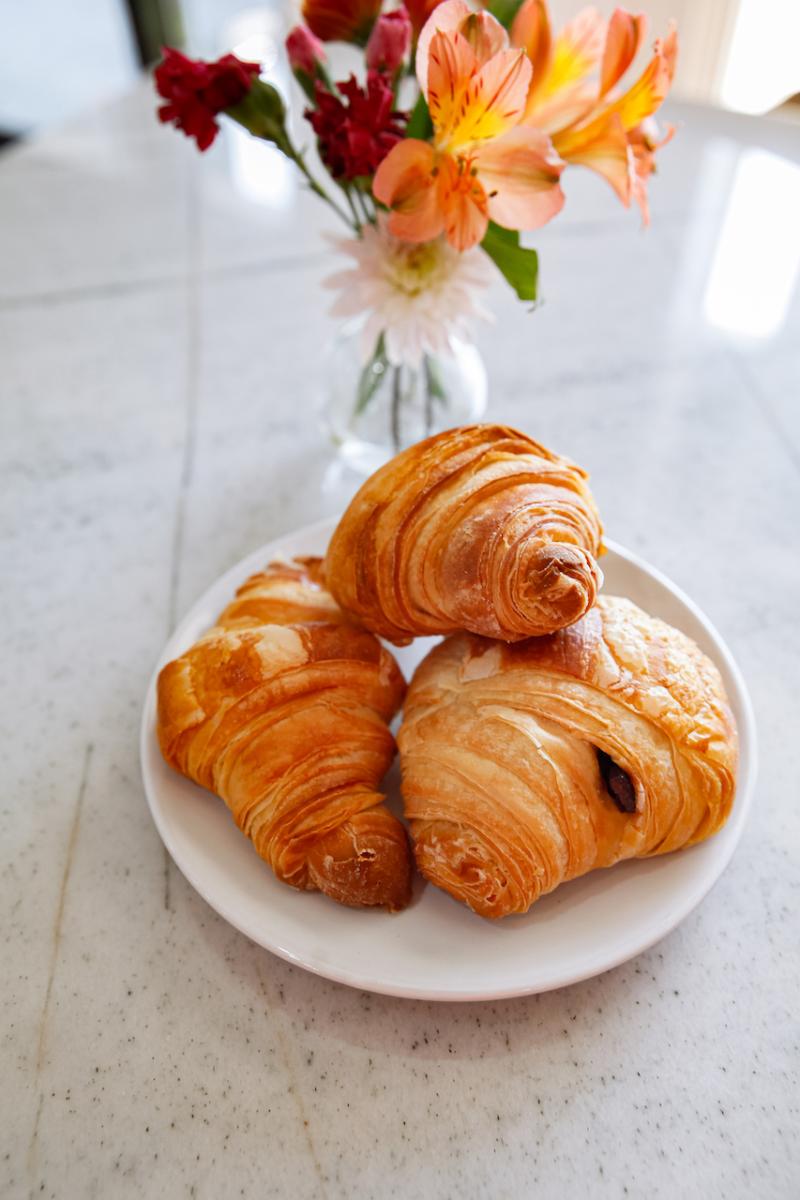 Three croissants on a plate at 17 Berkshire