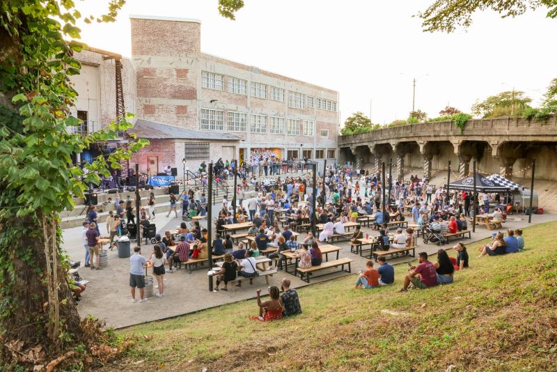 A crowd of people at The Ravine at Memphis Made Brewery.