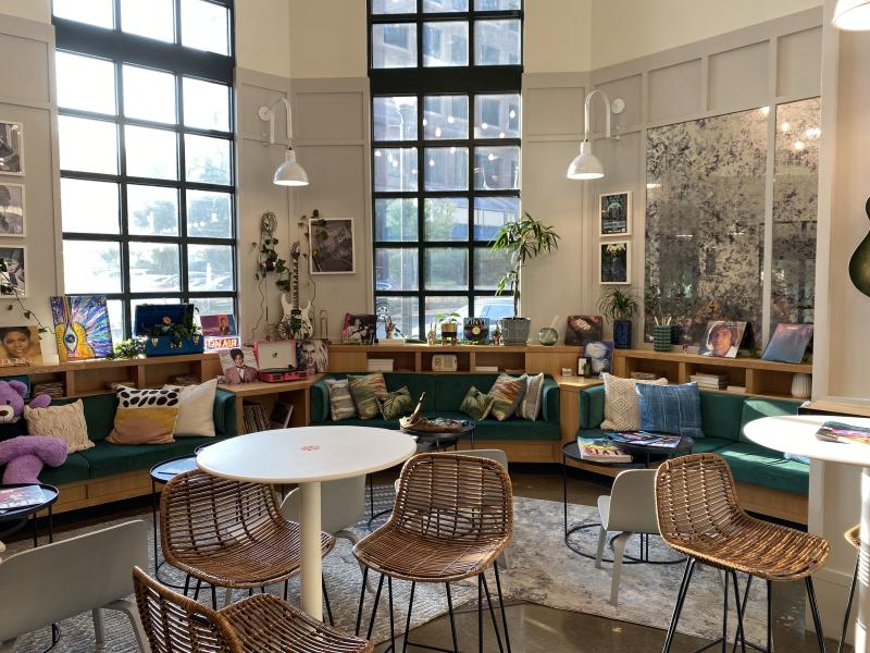 lobby of moxy hotel with lounge vibes