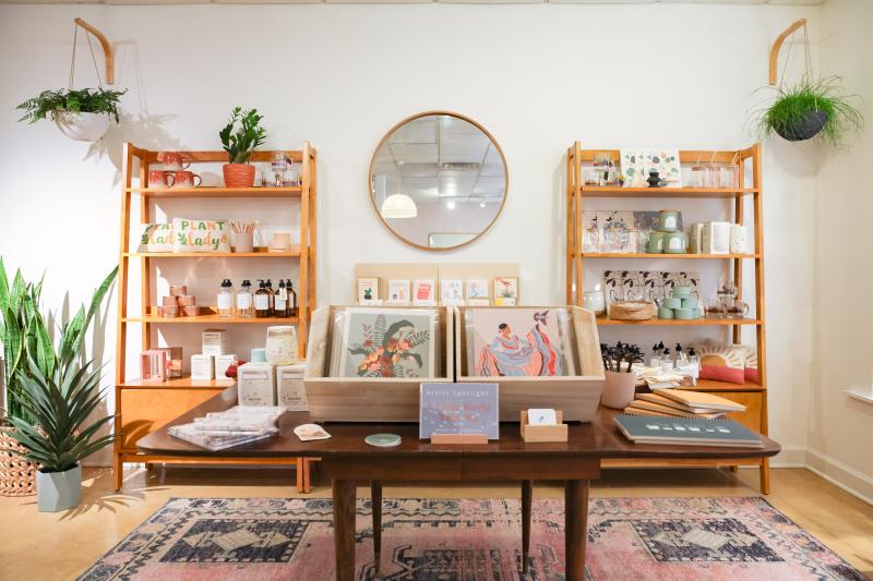 interior shot of store with subtle earthy tones