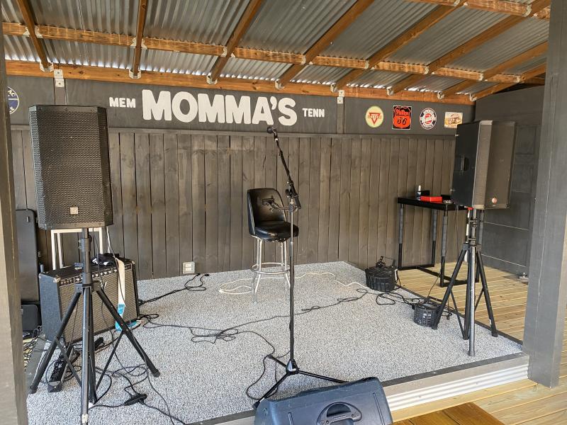 music stage built on momma's patio
