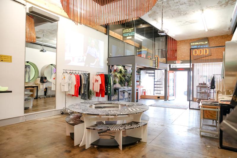 interior angle of store showing where people walk in