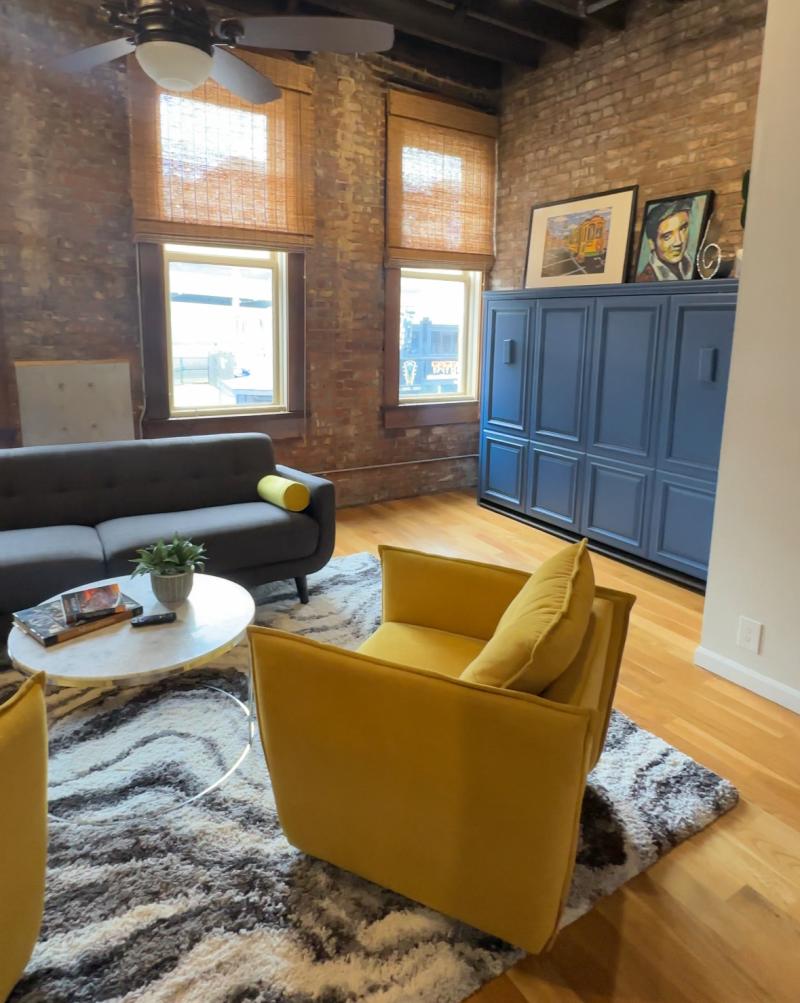 Beale Street Airbnb living room with Murphy bed